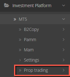 Prop trading in the main menu